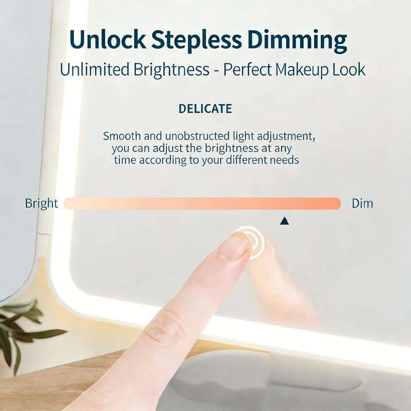 KEIMI Portable LED Light Makeup Mirror, Adjustable Touch Lighting, 2X/3X/5X Magnification Foldable Vanity Mirror