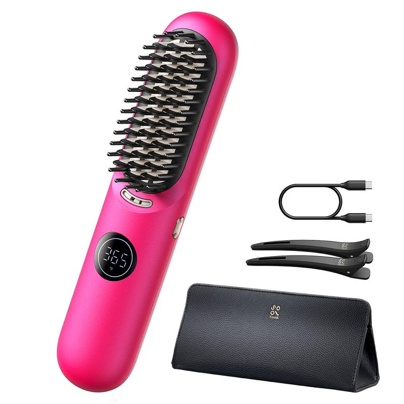 Fanttik Cordless Hot Brush, Wireless Straightener for Straight to Wavy Hair, 2 in 1 Straightening & Curling Brush, 200 Million Ionic, Safe Mode, Ceramic Coating, Gift - Fanttiksolo I10 APEX