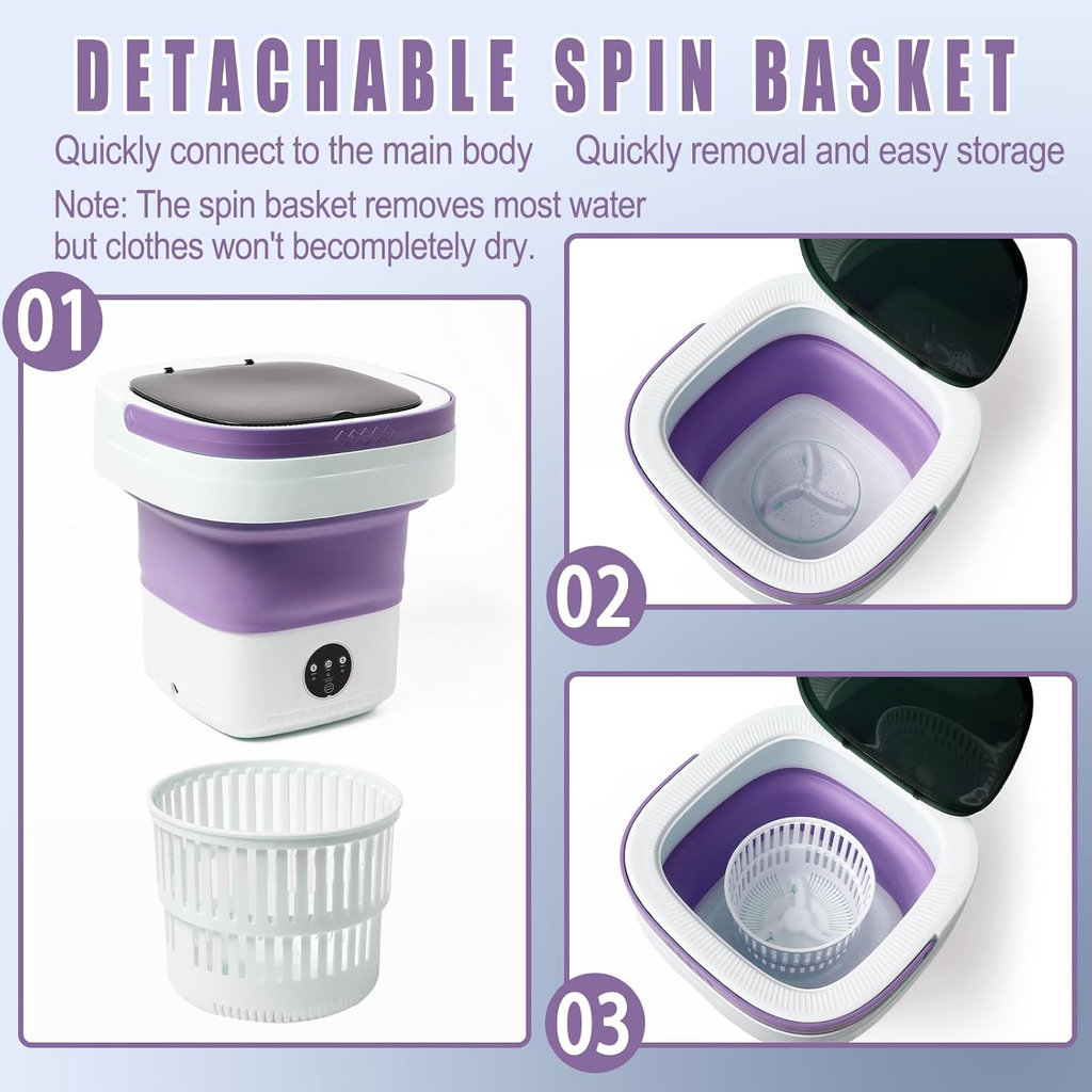 Mini Portable Foldable Washer - 16L Portable Washing Machine, Spin Dryer, Small Folding Washing Machine 3 Cleaning Modes for Baby Clothes/Intimate Apparel, for Travel, Home