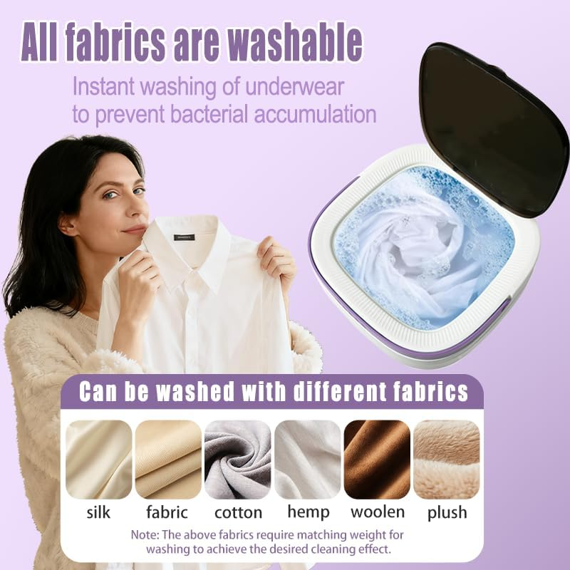 Mini Portable Foldable Washer - 16L Portable Washing Machine, Spin Dryer, Small Folding Washing Machine 3 Cleaning Modes for Baby Clothes/Intimate Apparel, for Travel, Home