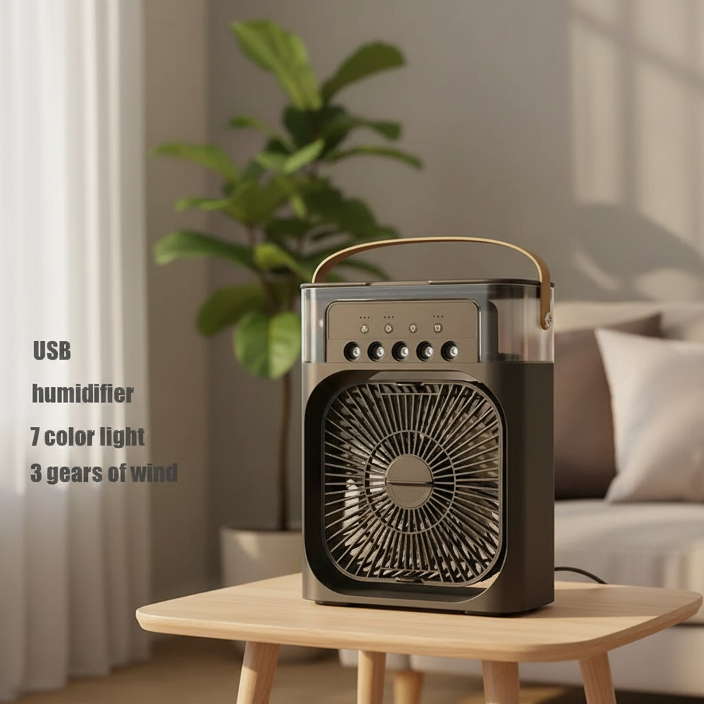 3 in 1 New Fan Air Conditioner Household Small Air Cooler LED Night Light Portable Humidifier Air Adjustment Fan Office Home Fan